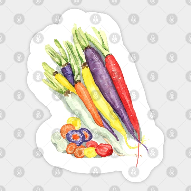 Rainbow Heirloom Carrots Sticker by thejodylinn